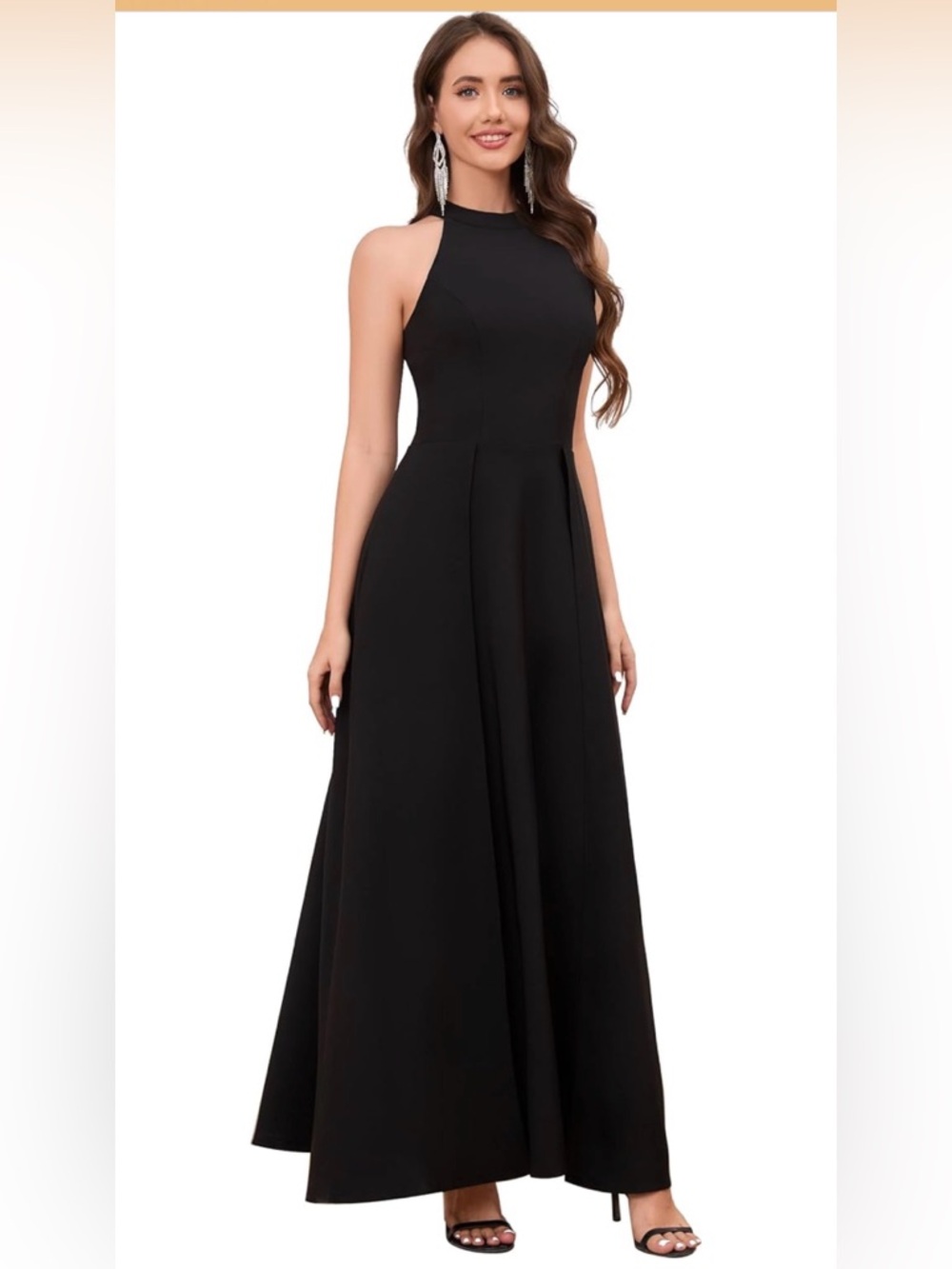 Sophisticated Black Halter Neck Maxi Dress